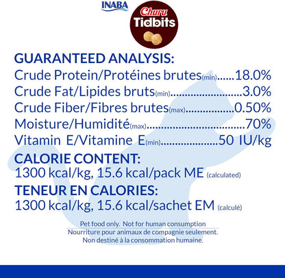 Churu Tidbits for Cats, Soft & Chewy Churu Filled, Baked Chicken Cat Treats with Taurine & Green Tea Extract, 0.42Oz per Pack, 8 Packs Total, Tuna & Salmon Recipe