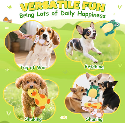 3 Pack No Stuffing Interactive Dog Toys with Crinkle, Squeaky Chew Toys for Small, Medium Dogs