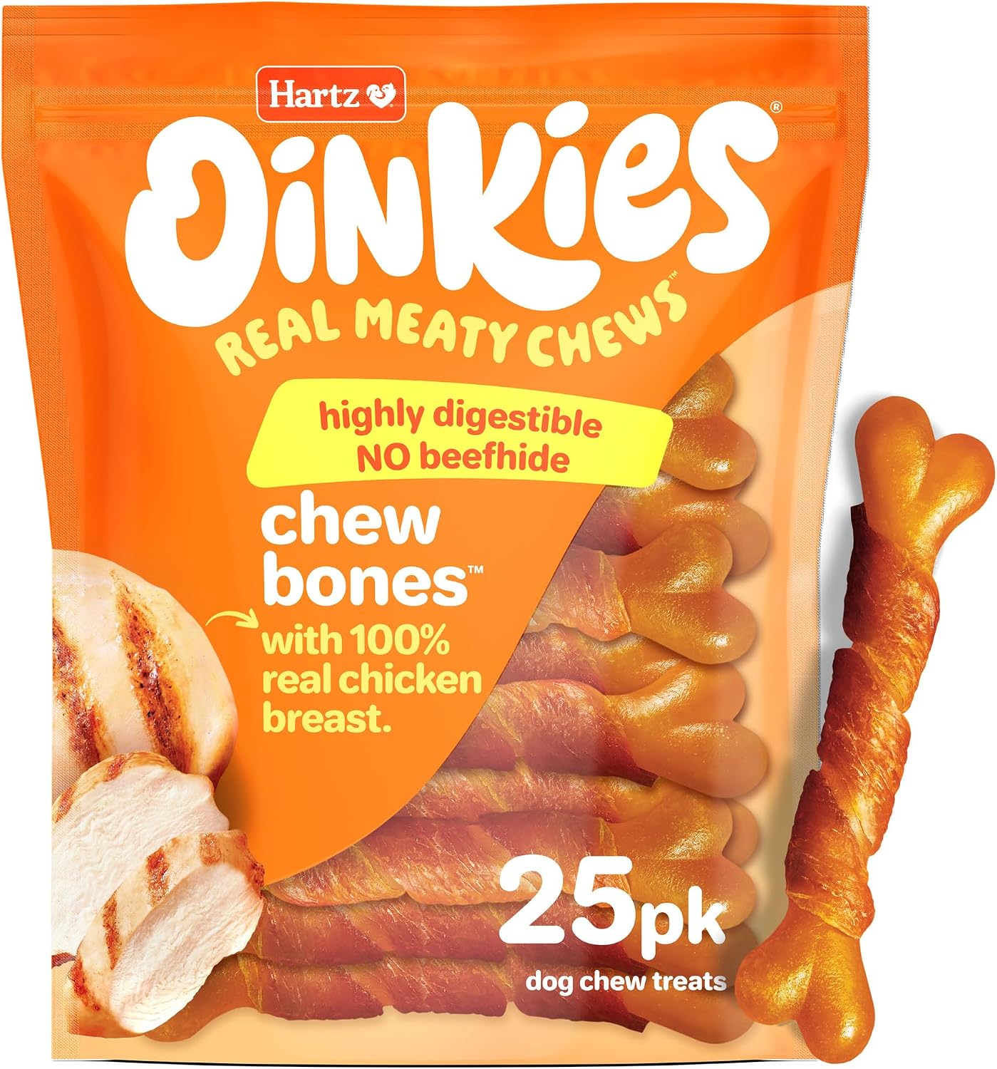 Oinkies Chicken Wrapped Lasting Chew Bone Dog Treats, 