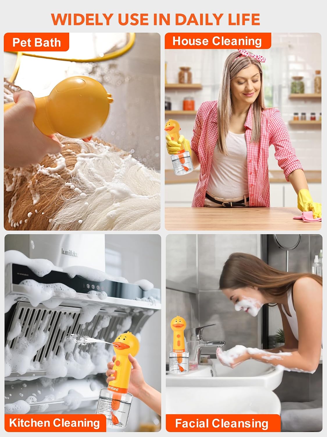 Dog Foaming Soap Dispenser, Automatic Electric Dog Shampoo Foamer Sprayer, Rechargeable Ducky Foaming Dog Shampoo Sprayer for Dog and Cat Bathing