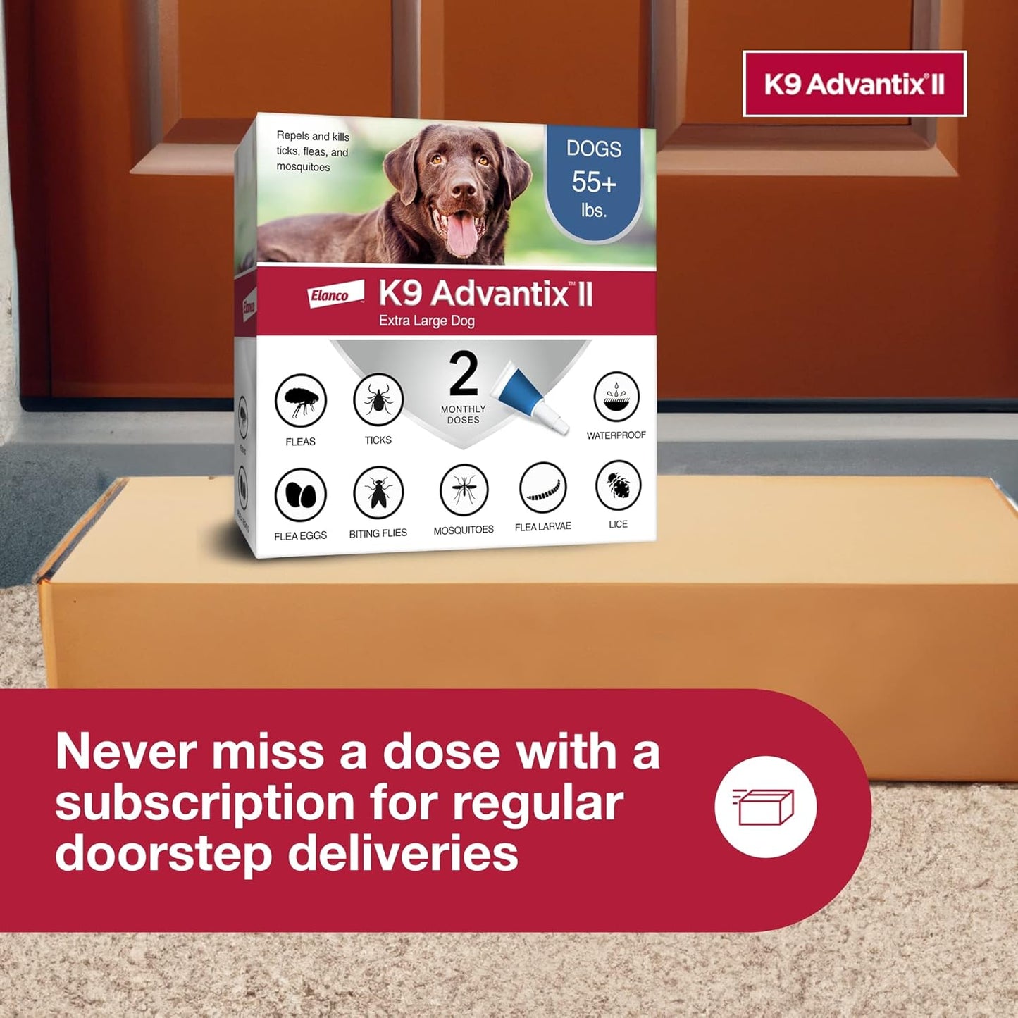 XL Dog Vet-Recommended Flea, Tick & Mosquito Treatment & Prevention | Dogs over 55 Lbs. | 2-Mo Supply