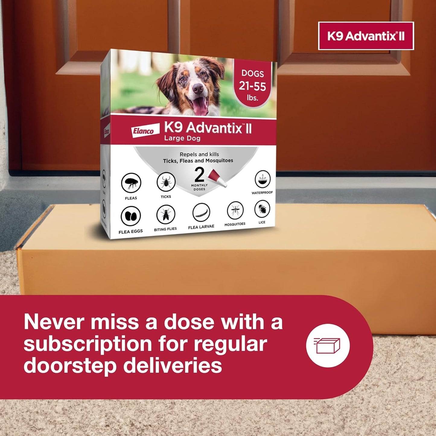 Large Dog Vet-Recommended Flea, Tick & Mosquito Treatment & Prevention | Dogs 21-55 Lbs. | 2-Mo Supply 