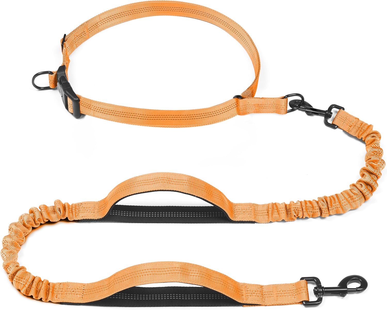 Retractable Hands Free Dog Leash - Dual Handle Bungee Waist Leash for Small, Medium and Large Dogs (Medium/Large, 25-150 Lbs, Orange)