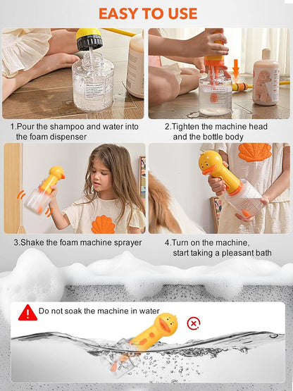 Dog Foaming Soap Dispenser, Automatic Electric Dog Shampoo Foamer Sprayer, Rechargeable Ducky Foaming Dog Shampoo Sprayer for Dog and Cat Bathing
