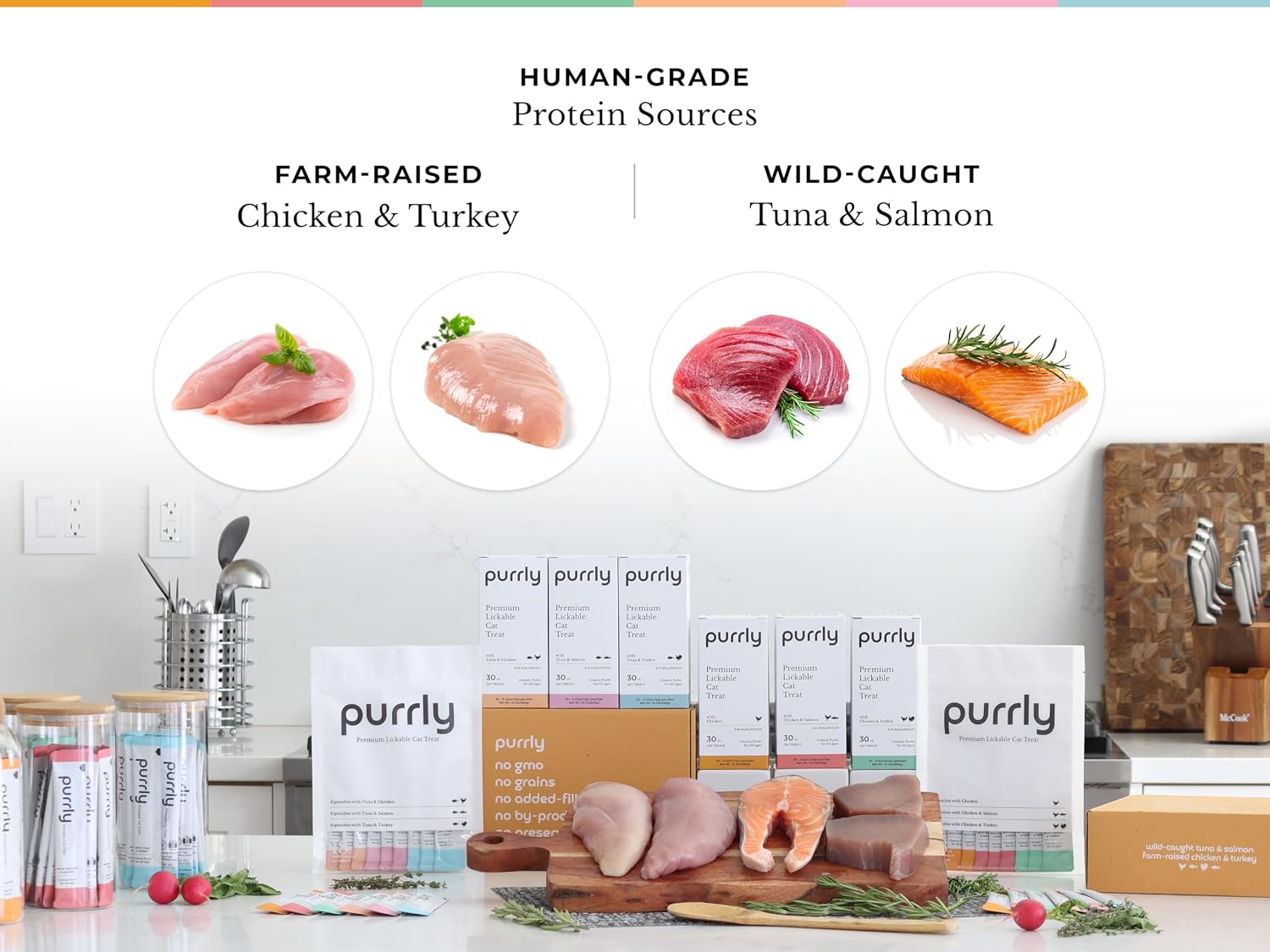 Purrly Lickable Wet Cat Treats Healthy Grain-Free Chicken Variety Pack (30 Count) Squeezable Creamy Purée with Human-Grade Protein Functional Nutrients Non-Gmo No-Artificial-Additives Low-Phosphorus
