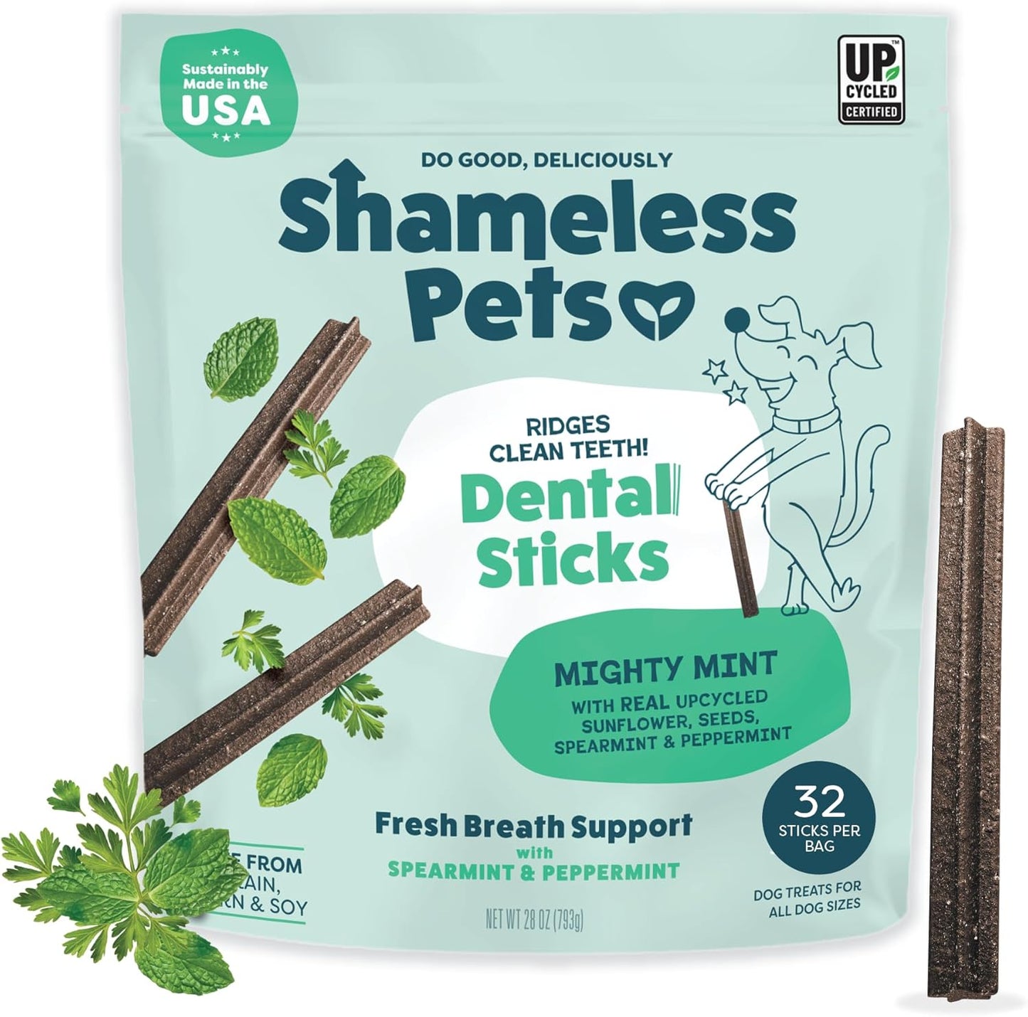 Dental Treats for Dogs, a Cluck a Day (32 Sticks) - Supports Digestion for Teeth Cleaning & Fresh Breath - Dog Bones Dental Chews Free from Grain, Corn & Soy