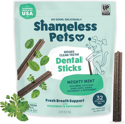 Dental Treats for Dogs, a Cluck a Day (32 Sticks) - Supports Digestion for Teeth Cleaning & Fresh Breath - Dog Bones Dental Chews Free from Grain, Corn & Soy