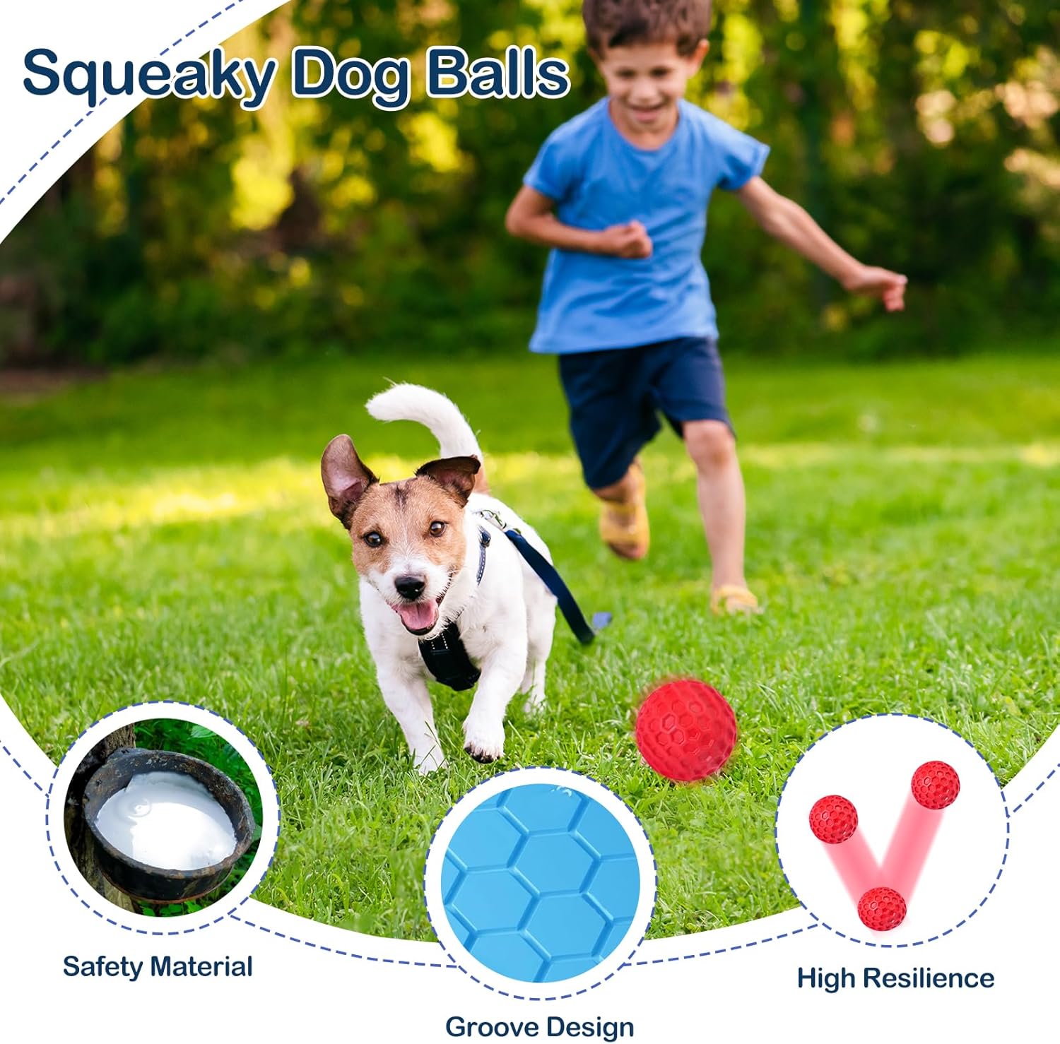 2 Pack Indestructible Squeaky Dog Balls for Aggressive Chewers, Interactive Dog Toys for Teething