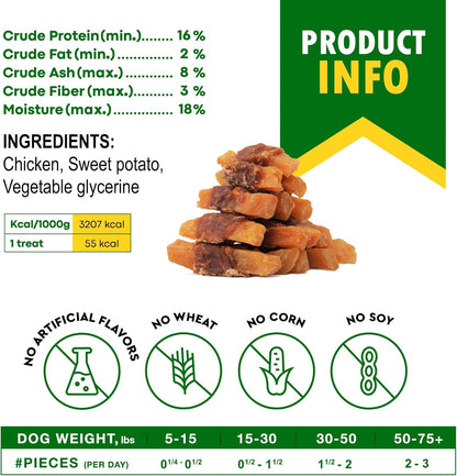 Dog Treats Sweet Potato Wrapped with Chicken 10.6 Oz & Pet Natural Chew - Grain Free Dried Snacks in Bulk - Best Twists for Training Small & Large Dogs - Made for USA