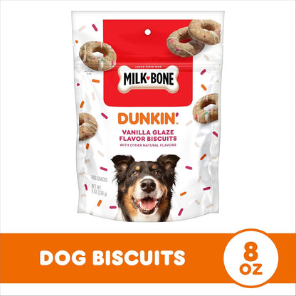 Dunkin' Vanilla Glaze Flavor Dog Biscuits with Other Natural Flavors, 8 Oz Bag