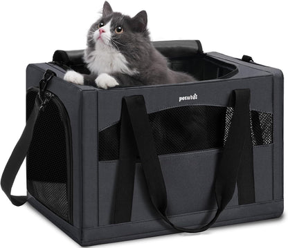 Cat Carrier Stable, Pet Carrier Breathable and Portable, Cat Carriers Bag with Scientific Hidden Partition, Carriers for Cat under 5Kg, Dog Carrier Suitable for Travel and Outing, Gray