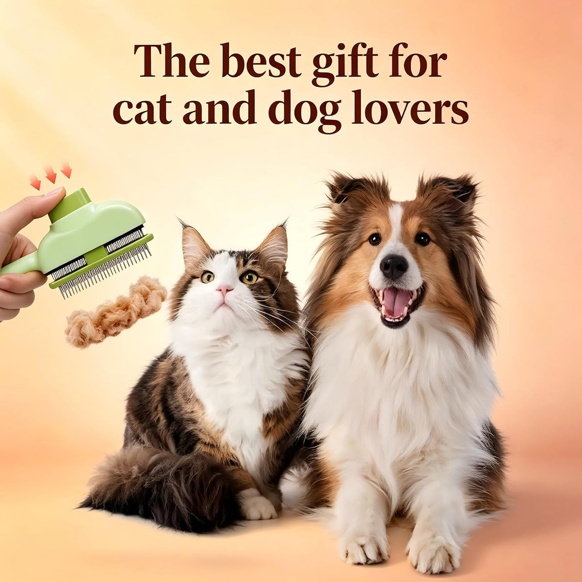 2 PCS Flea Comb for Cats Dogs Brush for Shedding Pet Hair Removal Comb with Long & Short Stainless Steel Teeth for Deshedding