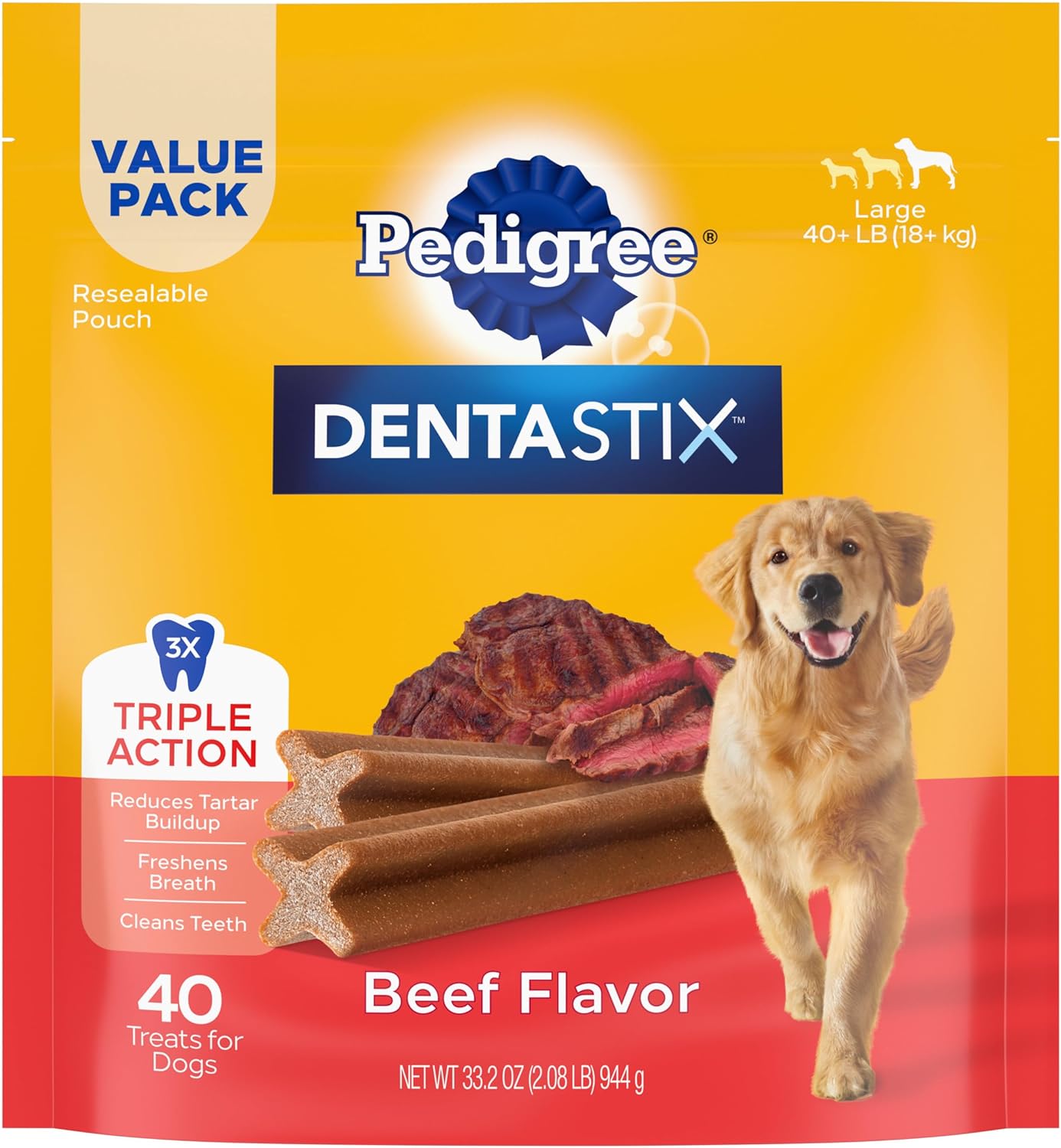Pedigree Dentastix Large Dog Treats, Original, Beef & Fresh, 2.73 Lb. Variety Pack (51 Treats Total)
