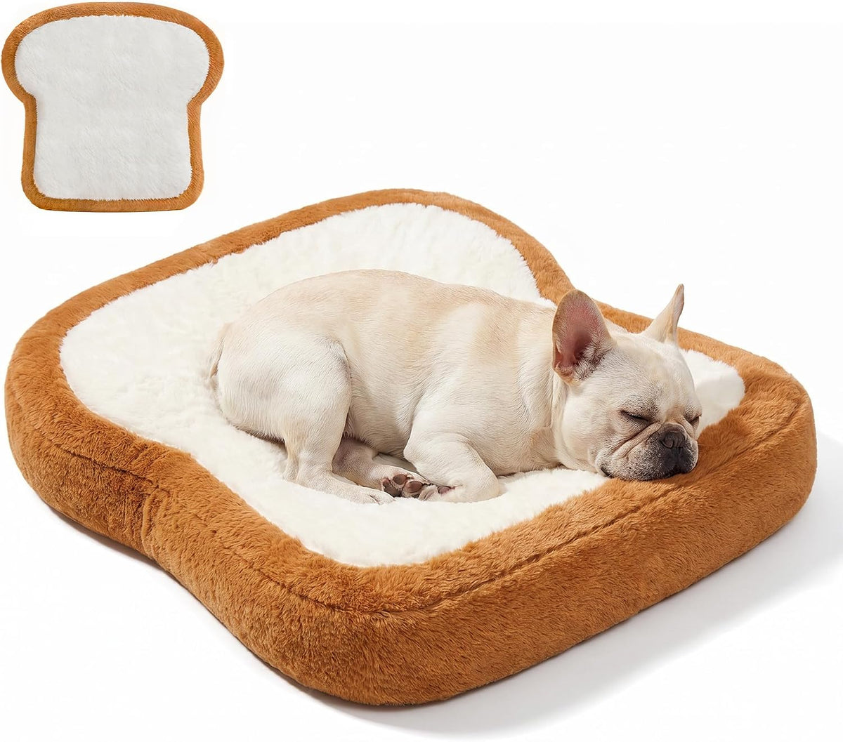 Toast Shaped Dog Bed Mats with Orthopedic Foam, Machine Washable Non-Slip Pet Bed
