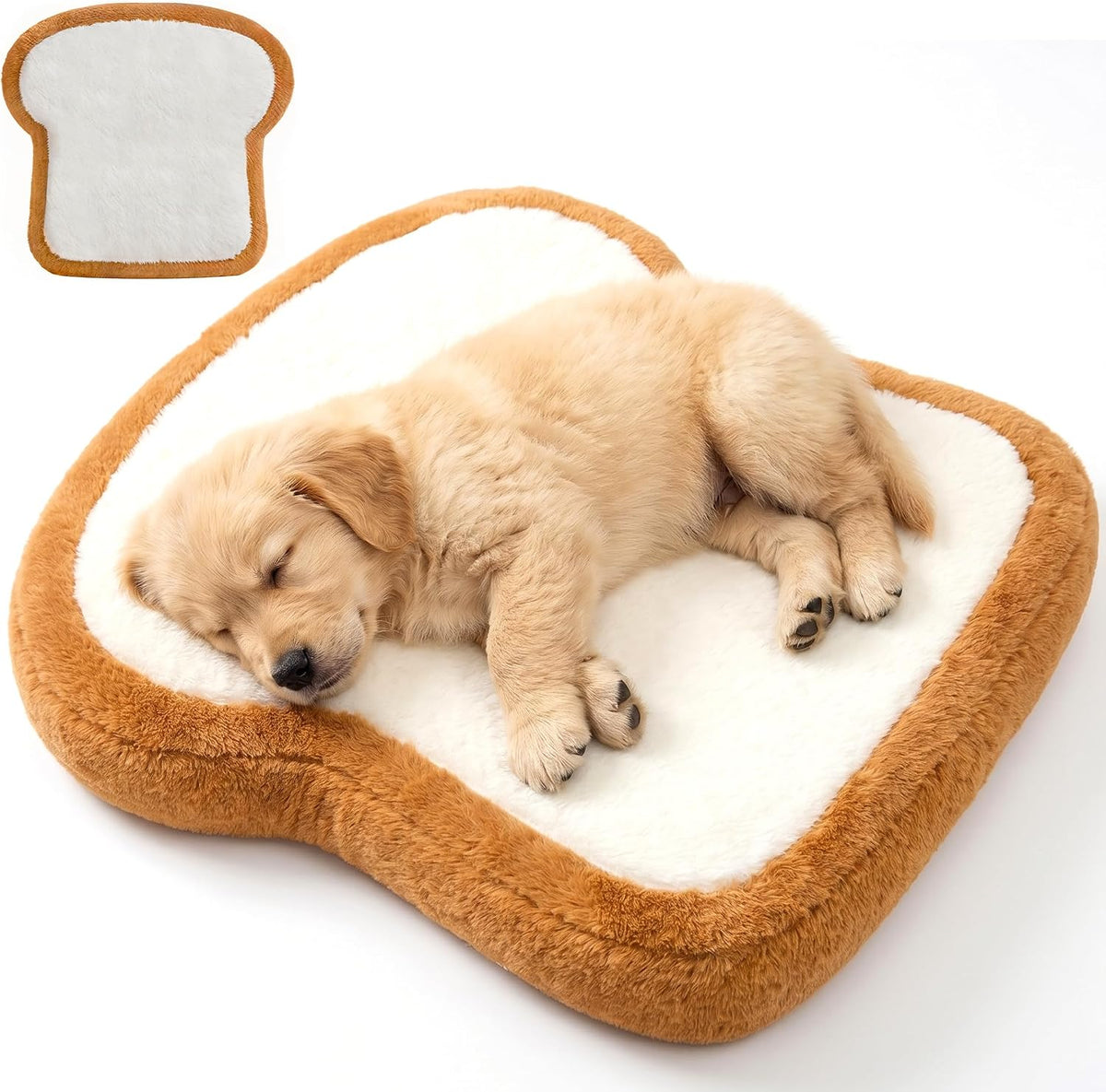 Toast Shaped Dog Bed Mats with Orthopedic Foam, Machine Washable Non-Slip Pet Bed
