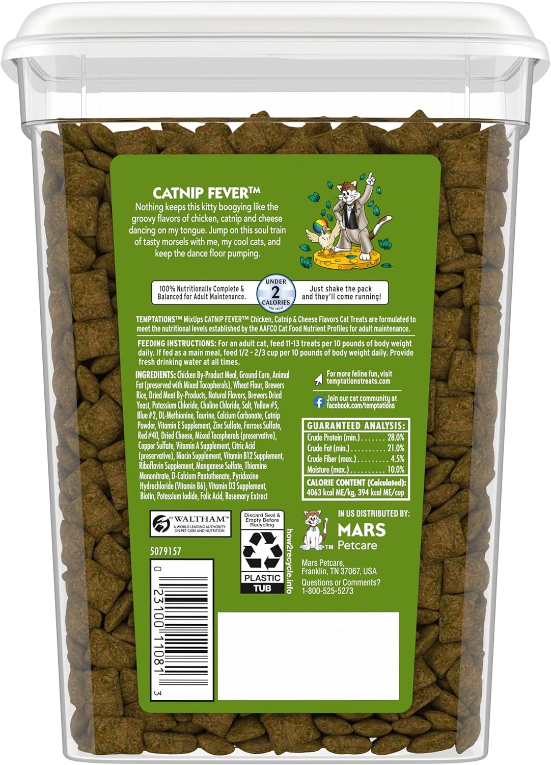 Temptations Cat Treats, Classic Crunchy and Soft Cat Treats, Catnip Fever Flavor, Catnip Treats, 16 Oz. Tub