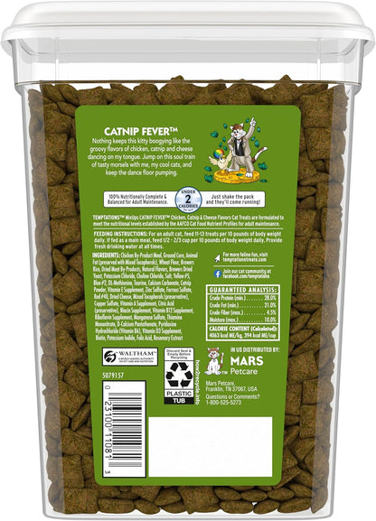 Temptations Cat Treats, Classic Crunchy and Soft Cat Treats, Catnip Fever Flavor, Catnip Treats, 16 Oz. Tub