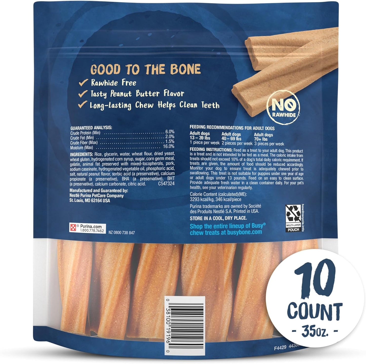 Purina Busy Bone Adult Dog Chew Bone Treats, Peanut Butter 
