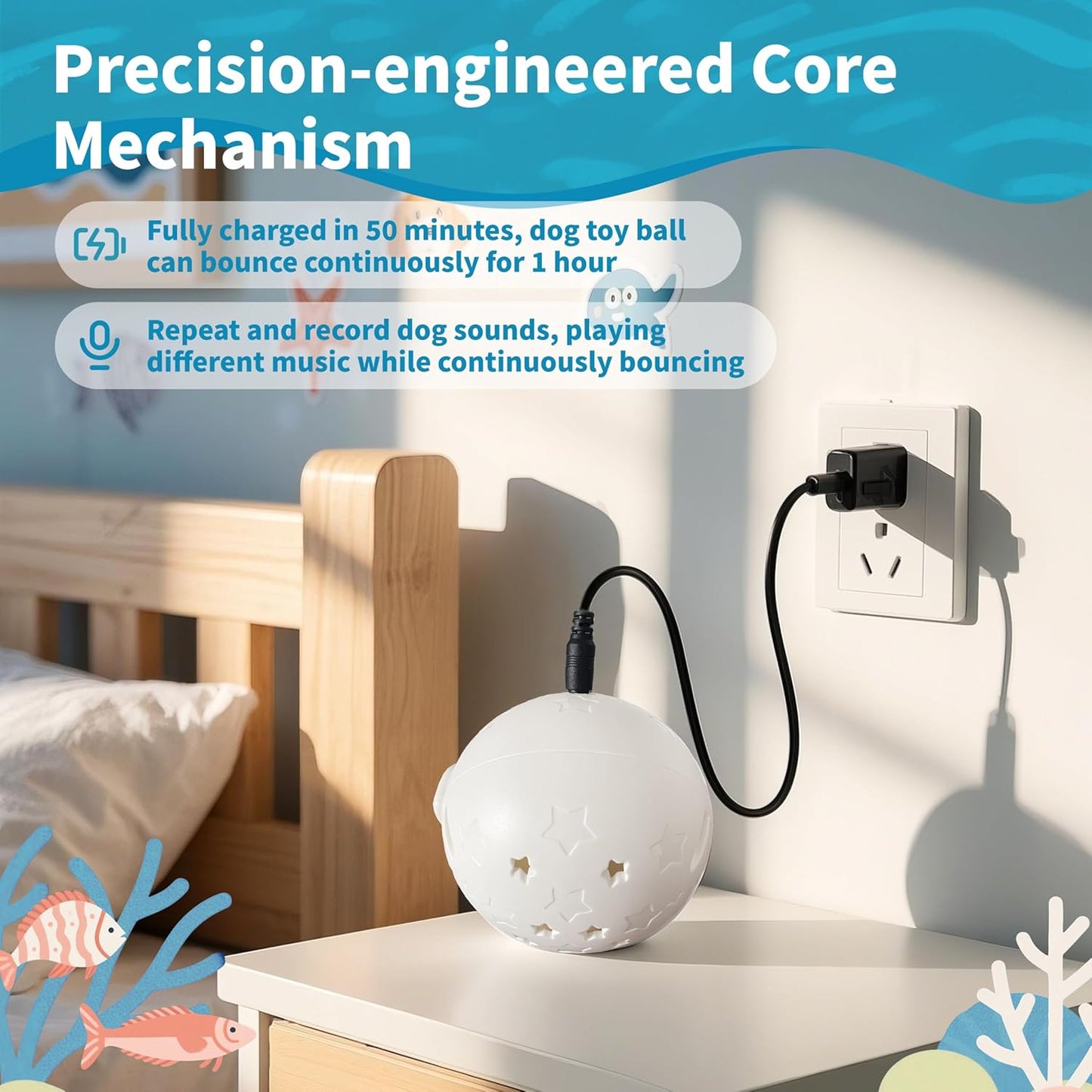 Interactive Dog Toys, Moving Squeaky Dog Toy Ball, Rechargeable Bouncing Rolling Puppy Ball Toy with Jumping Music Talking Mode for Puppy Small Medium Dogs to Keep Them Busy (Octopus)