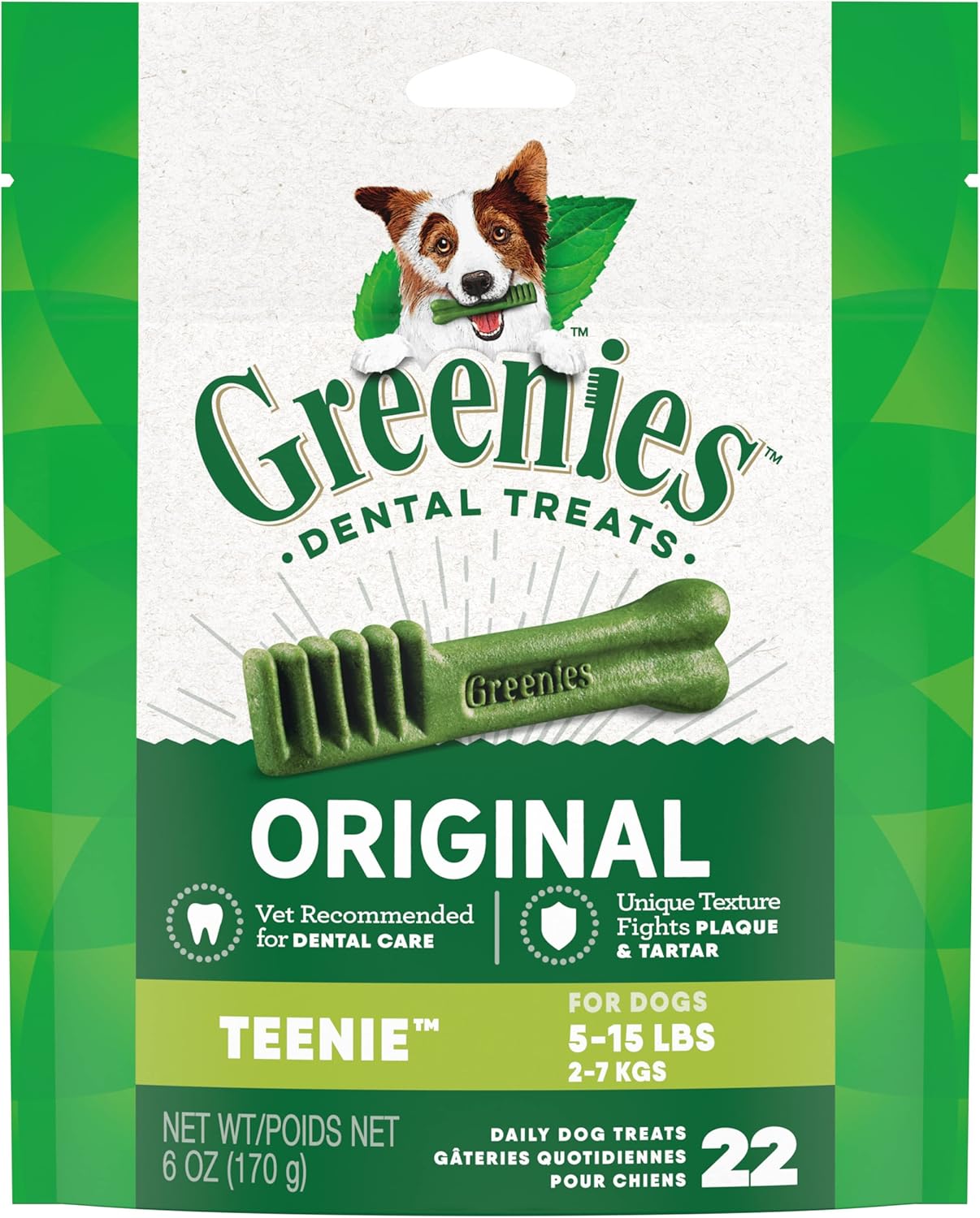 Original Teenie Dental Dog Treats, 12 Oz. Pack (43 Treats)