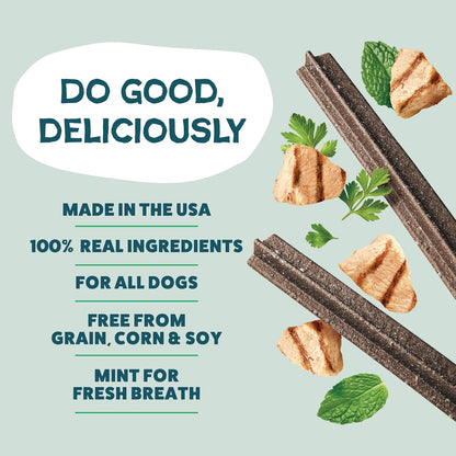 Dental Treats for Dogs, a Cluck a Day (32 Sticks) - Supports Digestion for Teeth Cleaning & Fresh Breath - Dog Bones Dental Chews Free from Grain, Corn & Soy