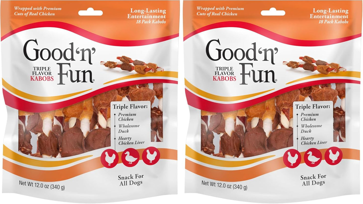 Good 'N' Fun Kabobs Long-Lasting Dog Treat, with Real Proteins, Beef Hide and Premium Chicken, Supports Dental Health, Mental Stimulation, 18 Count