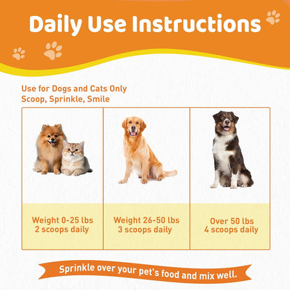 Dog Teeth Cleaning Powder - Natural Dog Dental Powder -Gentle Dog Breath Freshener, Dog Plaque and Tartar Remover, Vet Formulated - 60 Scoops