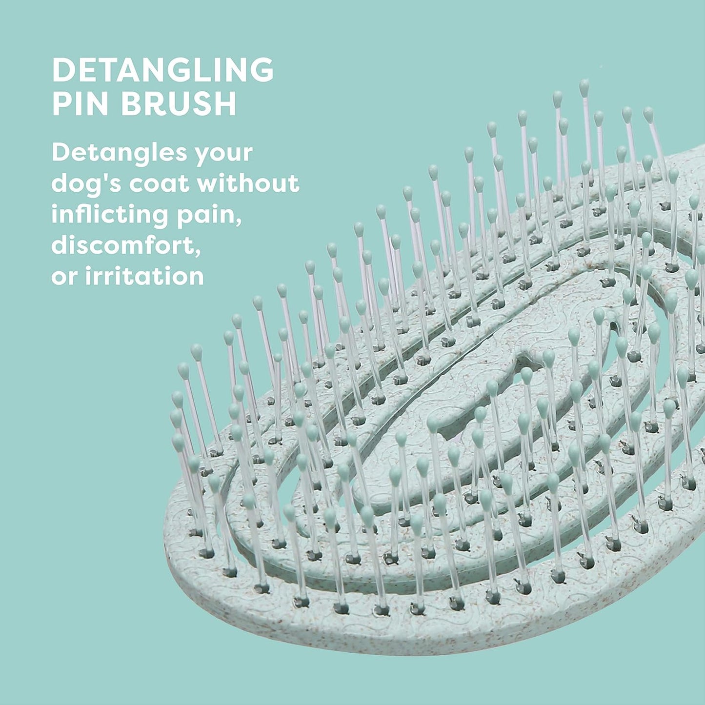 Biosilk for Pets Eco-Friendly Detangling Pin Brush for Dogs in Mint Green | Easy to Hold Ergonomic Handle Dog Brushes, Wet or Dry Dog Hair Brush, Light Blue (Ff12806),Gray/Black