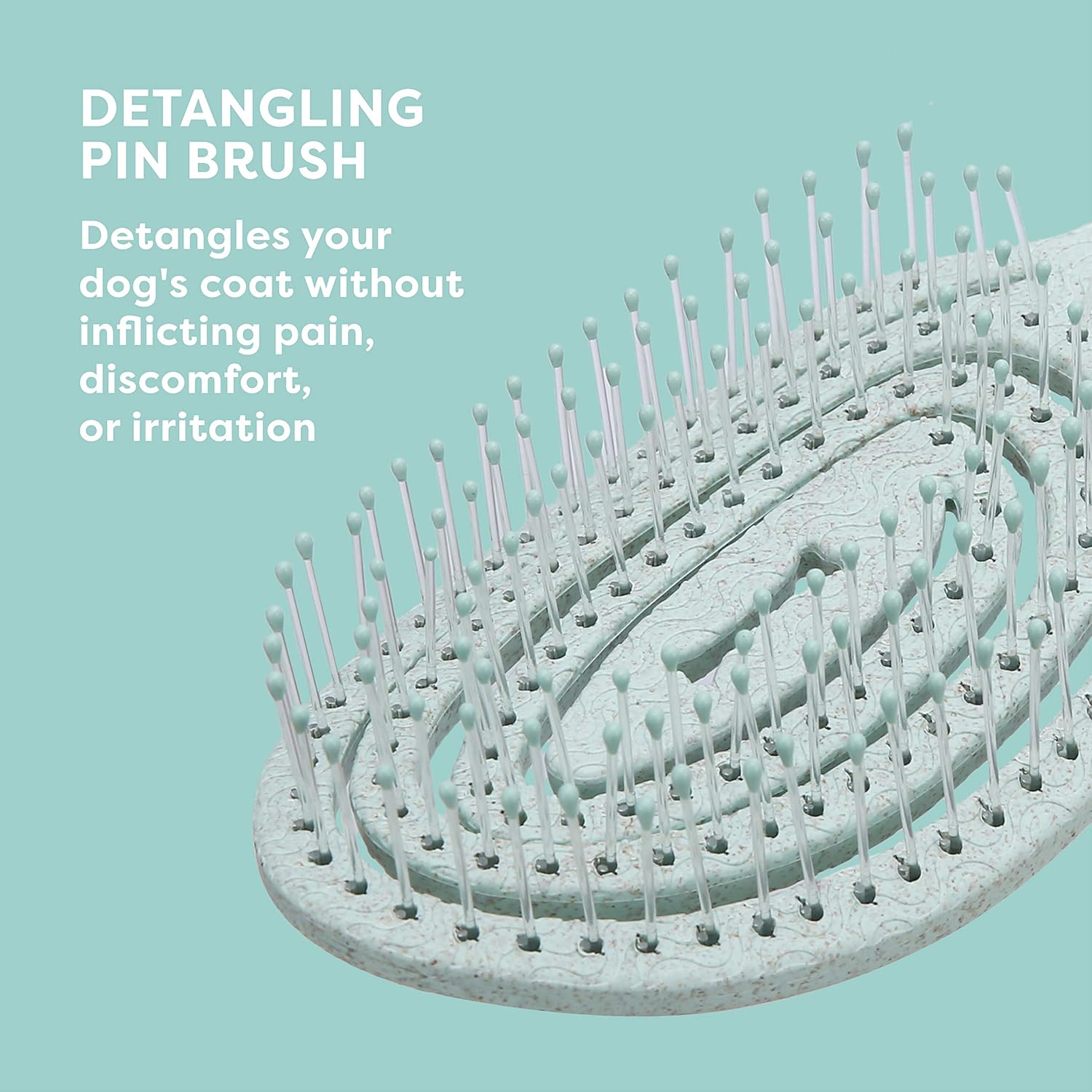 Biosilk for Pets Eco-Friendly Detangling Pin Brush for Dogs in Mint Green | Easy to Hold Ergonomic Handle Dog Brushes, Wet or Dry Dog Hair Brush, Light Blue (Ff12806),Gray/Black