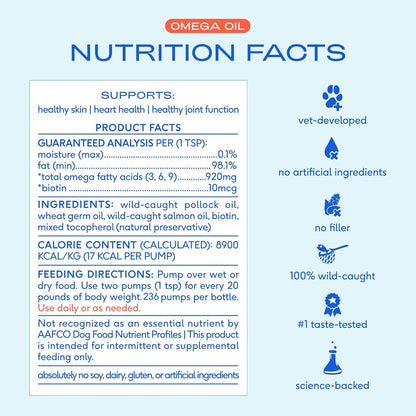 Omega 3 Fish Oil for Dogs & Cats - Promotes Healthy Skin, Shiny Coat, & Strong Joints - Made with Wild Alaskan Salmon Oil for Dogs – Tasty, Fast-Absorbing Omega 3 6 9 Liquid Supplement-16Oz