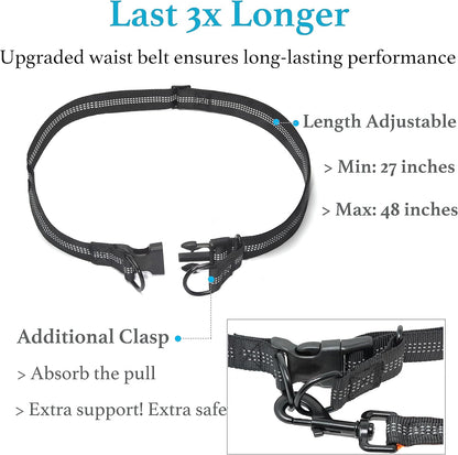 Retractable Hands Free Dog Leash - Dual Handle Bungee Waist Leash for Small, Medium and Large Dogs (Medium/Large, 25-150 Lbs, Orange)