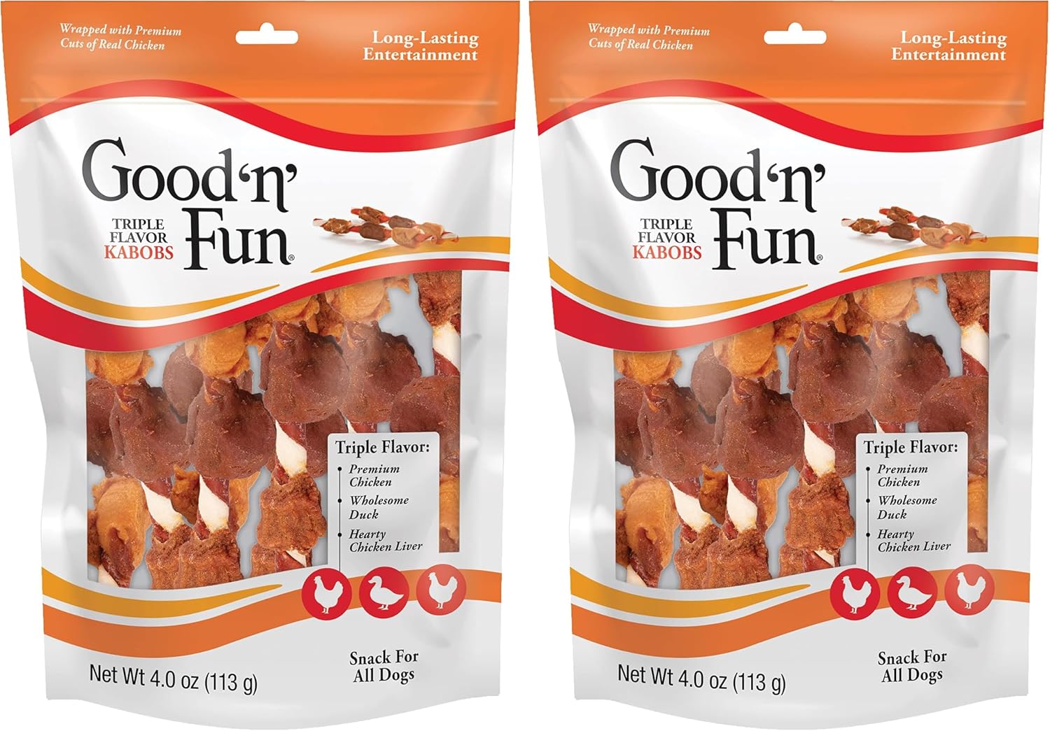 Good 'N' Fun Kabobs Long-Lasting Dog Treat, with Real Proteins, Beef Hide and Premium Chicken, Supports Dental Health, Mental Stimulation, 18 Count