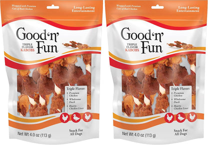 Good 'N' Fun Kabobs Long-Lasting Dog Treat, with Real Proteins, Beef Hide and Premium Chicken, Supports Dental Health, Mental Stimulation, 18 Count