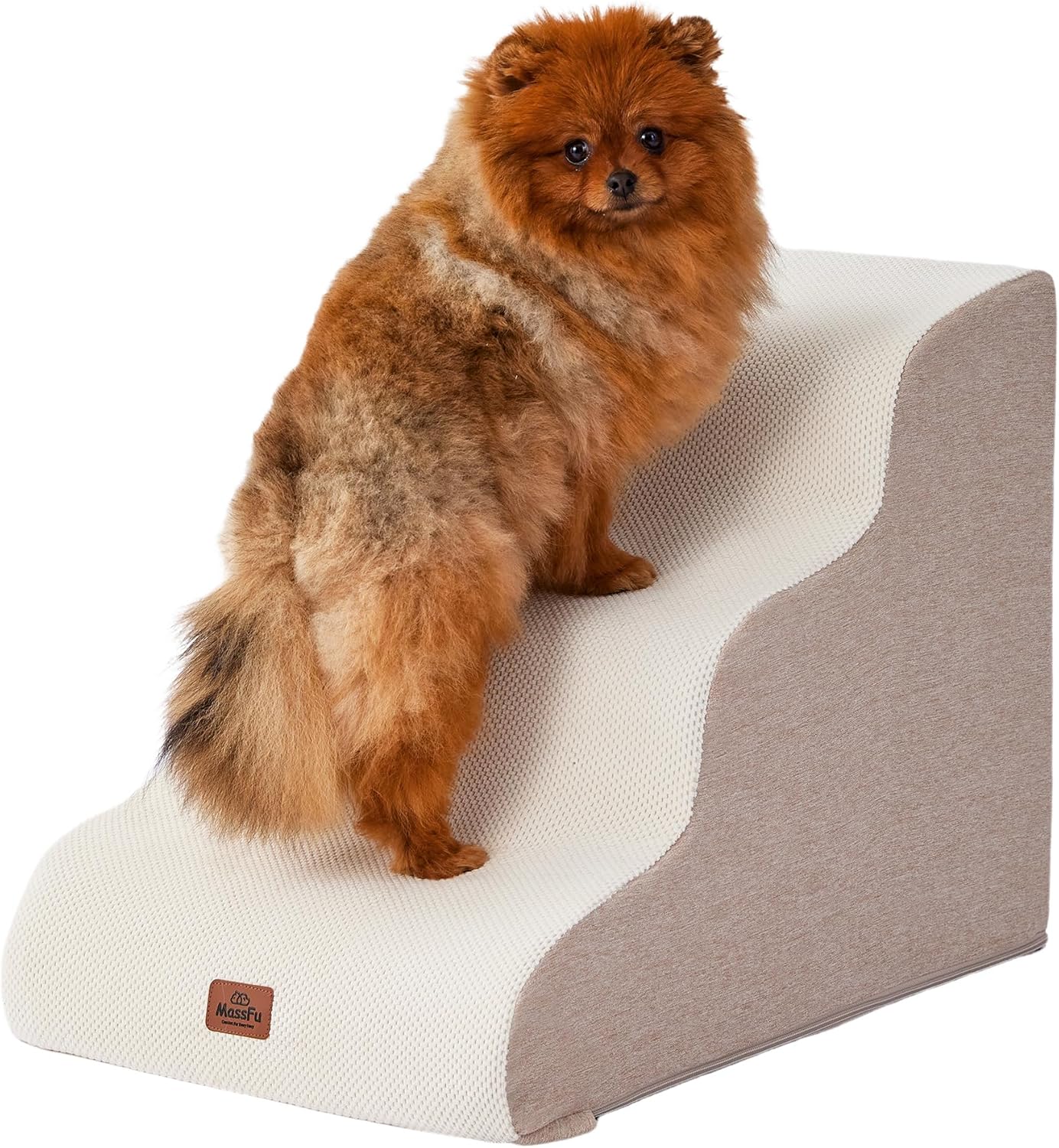 Curved Dog Stairs Ramp for High Beds 28.7" H, 5-Step Dog Steps for Small Dogs and Cats, Pet Stairs for High Bed Climbing, Non-Slip Balanced Pet Step