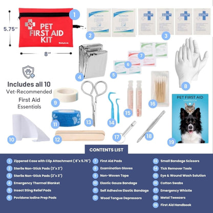 Dog First Aid Kit - Vet-Approved Emergency Kit for Dogs & Cats - Travel