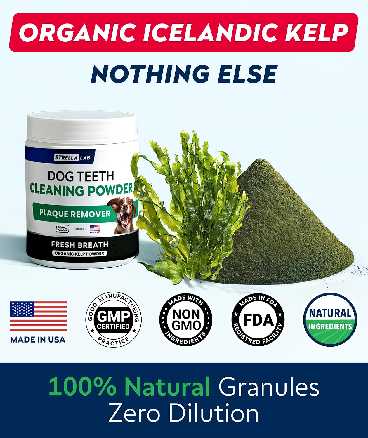 Advanced Dog Dental Powder Breath Freshener, Dog Teeth Cleaning