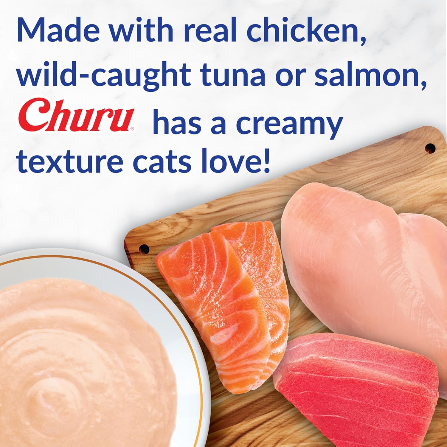 Churu Cat Treats, Grain-Free, Squeezable Purée Cat Treat/Topper with Vitamin E & Taurine, 0.5 Ounces Each Tube, 50 Tubes, Tuna & Chicken Variety