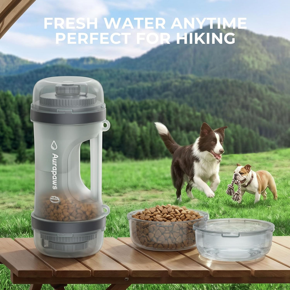 33.5Oz Portable Dog Water Bottle for Travel Hydration & Food Feeder