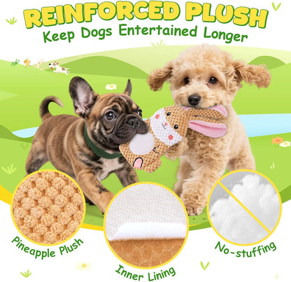 3 Pack No Stuffing Interactive Dog Toys with Crinkle, Squeaky Chew Toys for Small, Medium Dogs