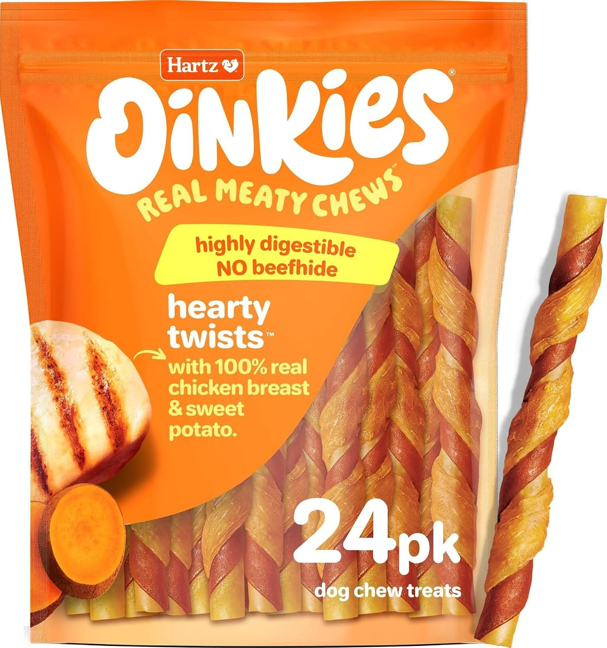 Oinkies Chicken Wrapped Lasting Chew Bone Dog Treats, 