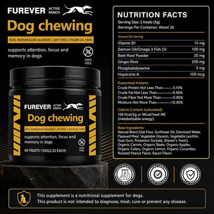 Dog Brain Health Soft Chews with Norwegian Salmon Oil, Daily Nutritional Support Treats for Adult and Senior Dogs, Salmon Flavor, Soy Free, Palm Oil Free, 60 Count