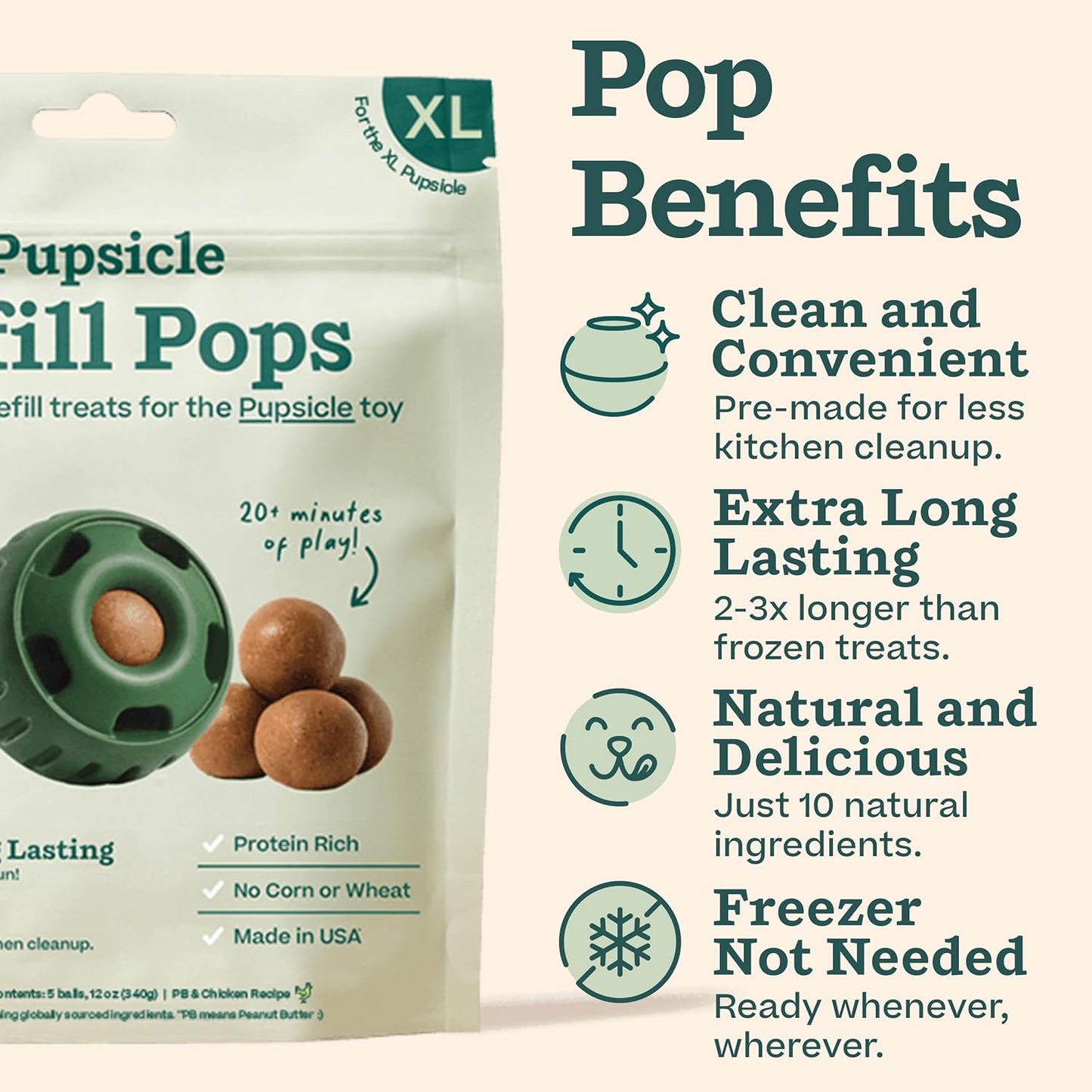 Starter Pack - Interactive Dog Toys for Boredom - Dog Treat Molds Silicone - Chicken-Flavored Healthy Treats for Dogs - Pupsicle Doggy Enrichment Toy - for XL Pups - 25-75 Lbs