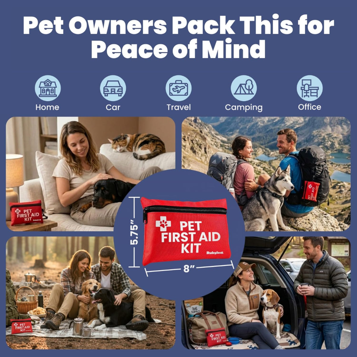 Dog First Aid Kit - Vet-Approved Emergency Kit for Dogs & Cats - Travel