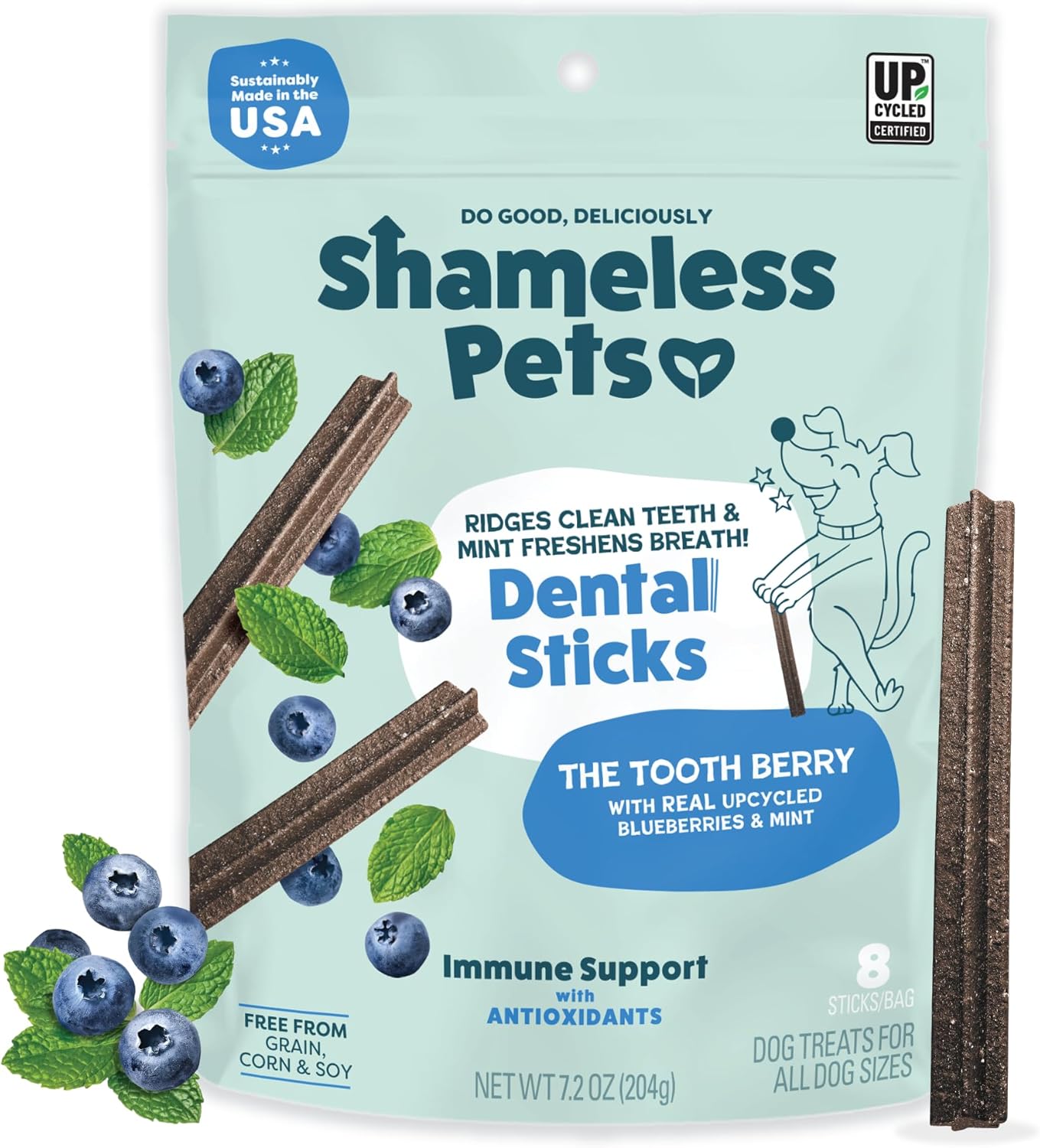 Dental Treats for Dogs, a Cluck a Day (32 Sticks) - Supports Digestion for Teeth Cleaning & Fresh Breath - Dog Bones Dental Chews Free from Grain, Corn & Soy