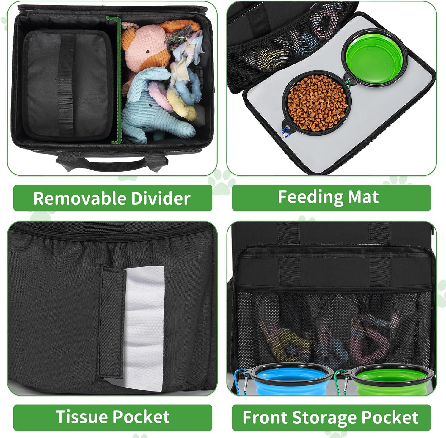 Large Dog Travel Bag for Supplies with Food Bowl