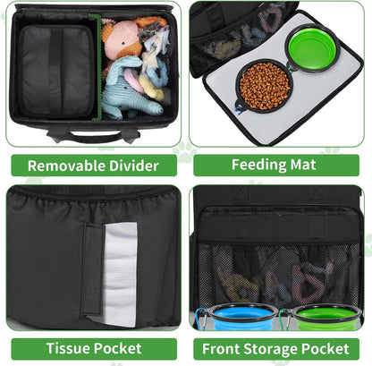 Large Dog Travel Bag for Supplies with Food Bowl