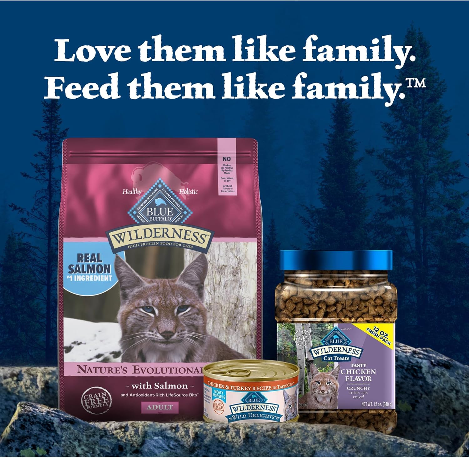 Blue Buffalo Wilderness Natural High Protein, Grain Free Dry Food for Adult Cats, Salmon - 11 lbs