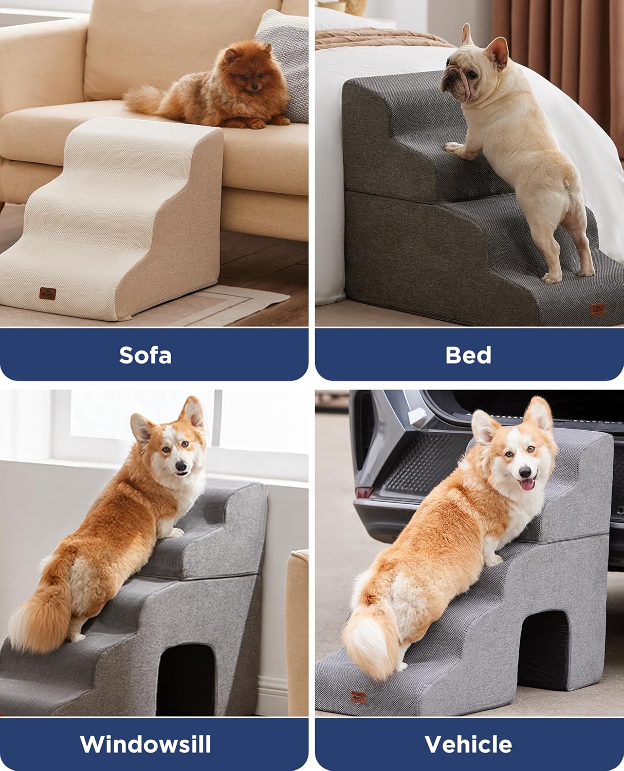 Curved Dog Stairs Ramp for High Beds 28.7" H, 5-Step Dog Steps for Small Dogs and Cats, Pet Stairs for High Bed Climbing, Non-Slip Balanced Pet Step