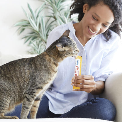 INABA Churu Cat Treats, Lickable, Squeezable Creamy Purée Cat Treat, 20 Tubes, Chicken Variety 