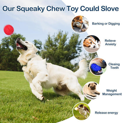 2 Pack Indestructible Squeaky Dog Balls for Aggressive Chewers, Interactive Dog Toys for Teething